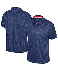 Colosseum Men's Navy Ole Miss Rebels Football Print Polo Shirt