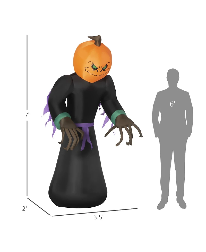 Homcom 7' Halloween Inflatable Decoration Reaper Ghost Pumpkin