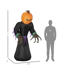 Homcom 7' Halloween Inflatable Decoration Reaper Ghost Pumpkin