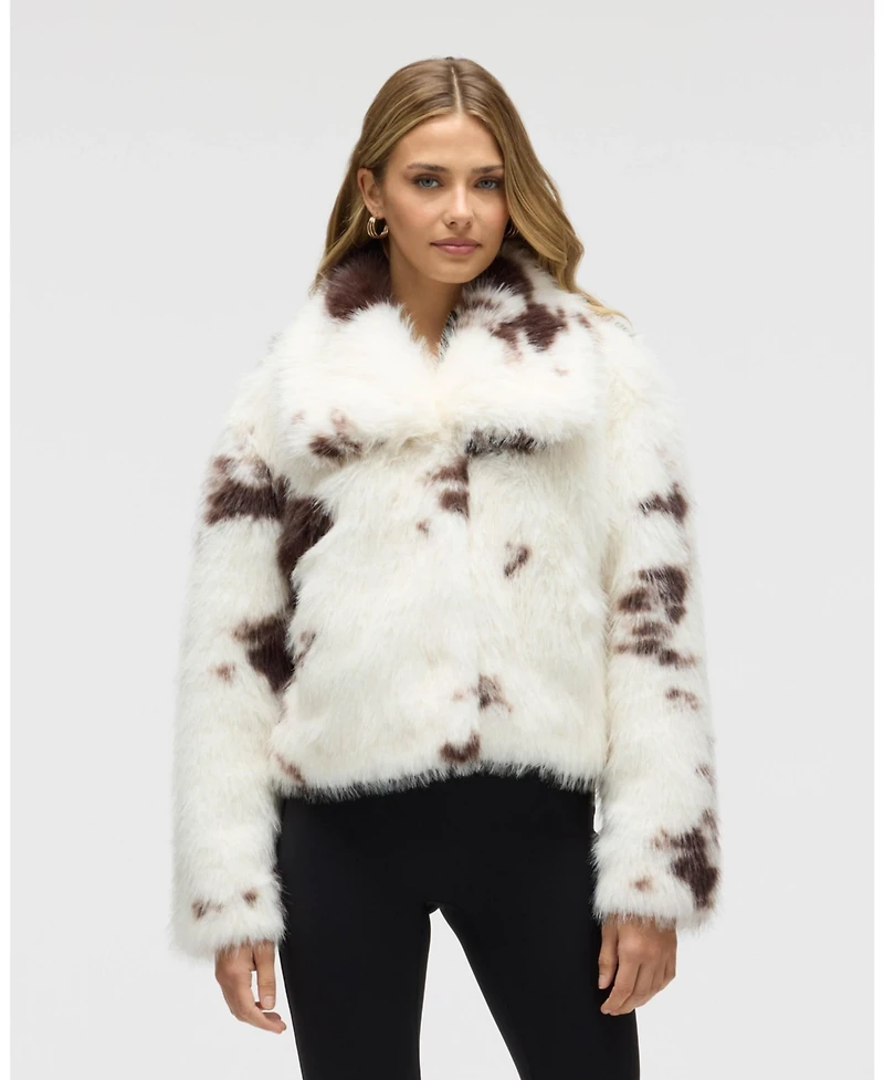 Nvlt Women's Luxious Cropped Faux Fox Fur Jacket