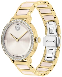 Movado Women's Bold Evolution 2.0 Swiss Quartz Light Gold Steel Taupe Ceramic Watch, 34mm