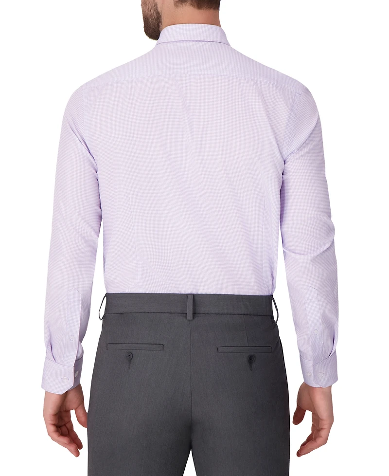 Report Collection Men's Long Sleeve 4-Way Check Print Dress Shirt
