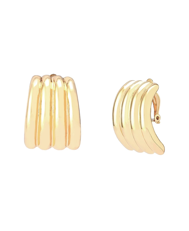 Robert Lee Morris Soho Gold Ribbed Tube Clip-On Earrings