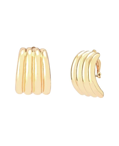 Robert Lee Morris Soho Gold Ribbed Tube Clip-On Earrings