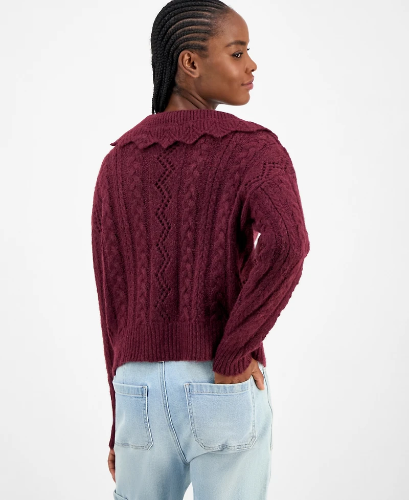 And Now This Women's Cable-Knit Pointelle Polo Sweater, Macy's Exclusive