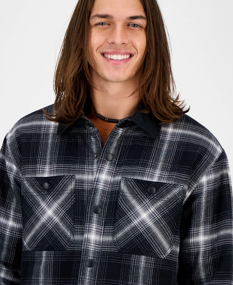 Sun + Stone Men's Rodgers Long-Sleeve Snap-Front Plaid Shirt Jacket, Macy's Exclusive
