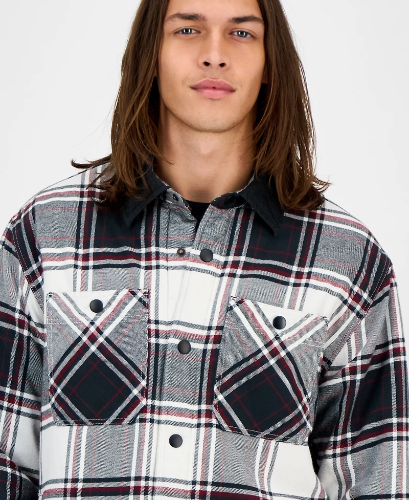 Sun + Stone Men's Mack Long Sleeve Snap-Front Plaid Shirt Jacket, Macy's Exclusive