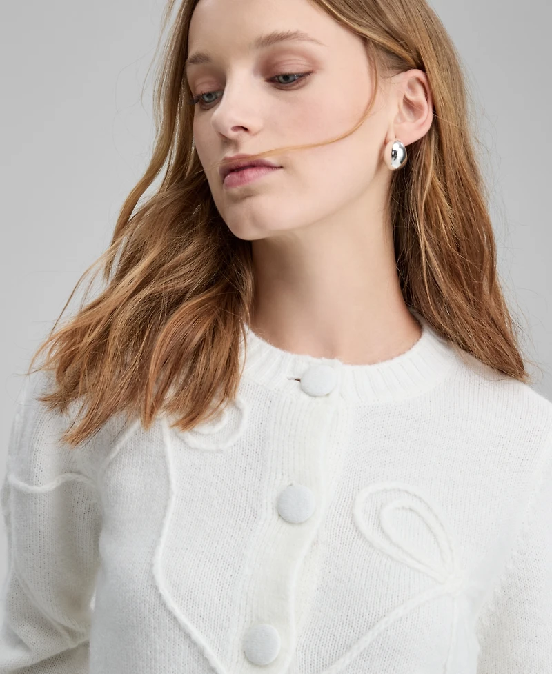 And Now This Women's Bow Embroidered Cropped Cardigan, Macy's Exclusive