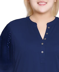 Ny Collection Plus Puff Elbow Sleeve Top