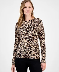 Charter Club Petite Cashmere Leopard-Print Sweater, Macy's Exclusive