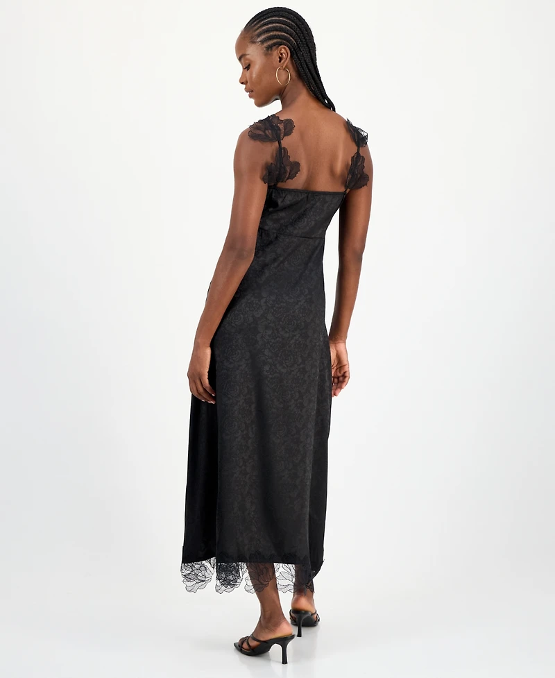 And Now This Women's Lace-Trim Jacquard Slip Dress, Macy's Exclusive