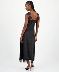 And Now This Women's Lace-Trim Jacquard Slip Dress, Macy's Exclusive