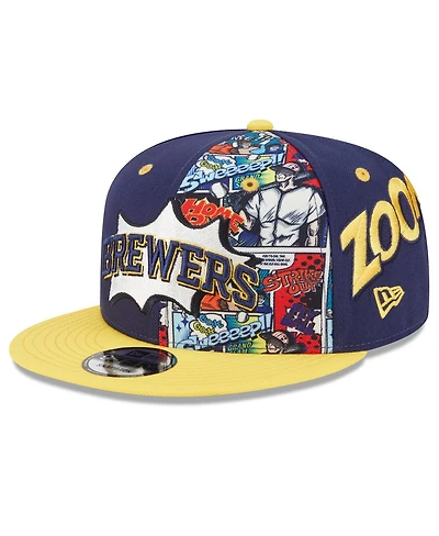 New Era Big Boys and Girls Navy/Gold Milwaukee Brewers 2025 Mlb Diamond Hero Edition 9FIFTY Snapback Hat