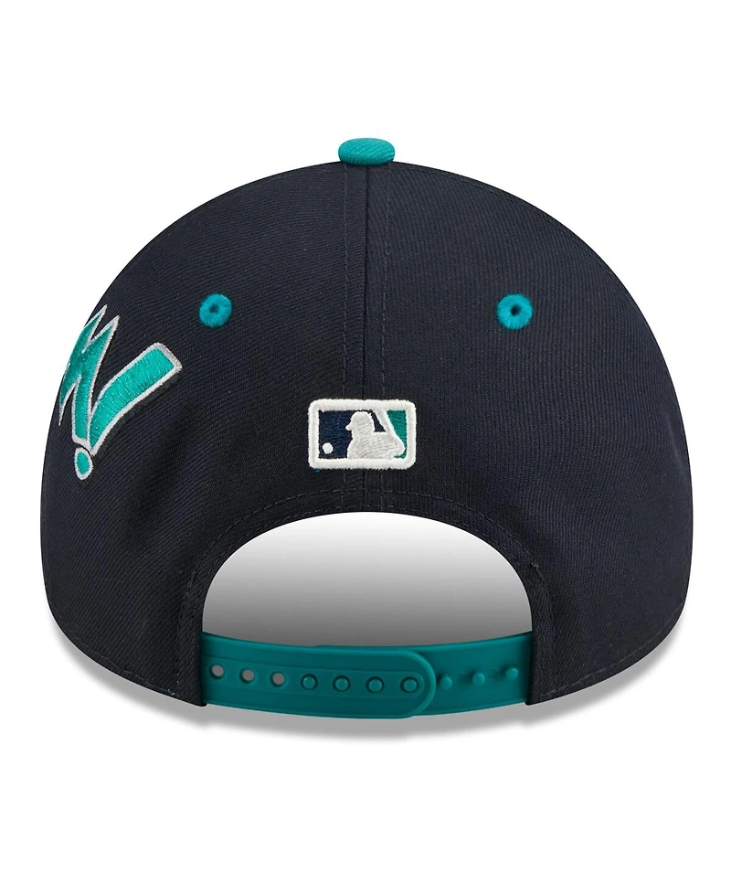 New Era Big Boys and Girls Navy/Teal Seattle Mariners 2025 Mlb Diamond Hero Edition A-Frame 9FORTY Adjustable Hat