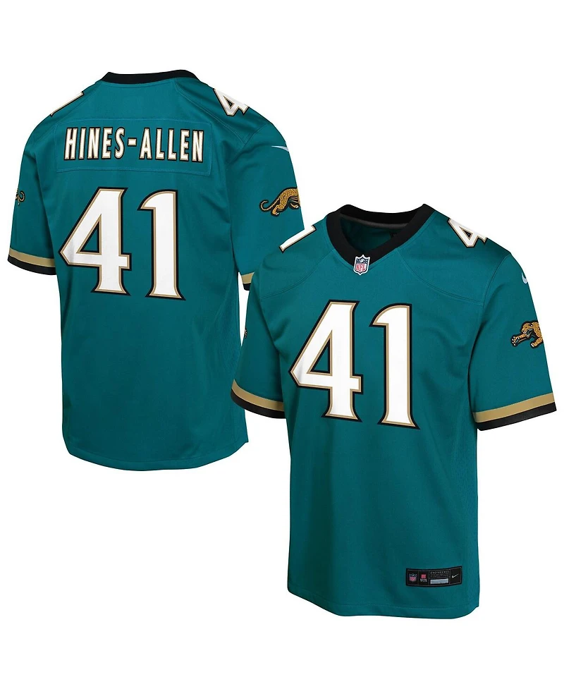 Nike Big Boys and Girls Josh Hines-Allen Teal Jacksonville Jaguars Alternate 2 Prowler Throwback Game Jersey