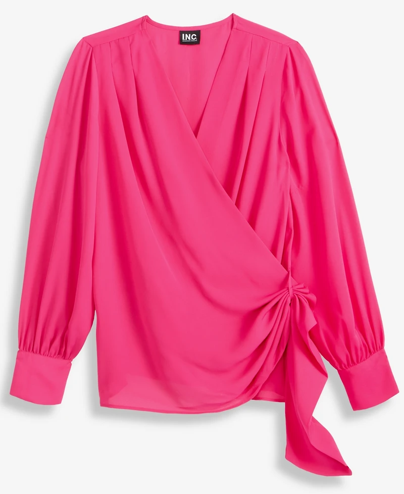 I.n.c. International Concepts Women's Asymmetric-Tie Surplice Top, Macy's Exclusive
