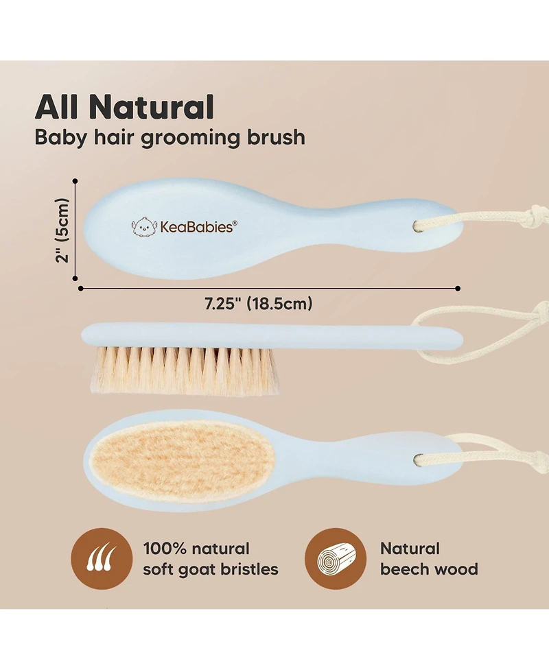 KeaBabies Baby Hair Brush, Oval Cradle Cap Soft Brush for Infant, Newborn Hairbrush Girls, Boys, Scalp