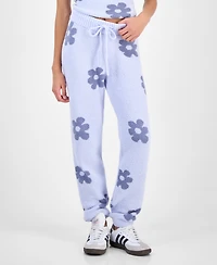 Hippie Rose Juniors' Floral Teddy-Knit Jogger Pants