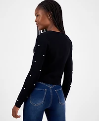 Madden Girl Juniors' Faux-Pearl Ribbed Cardigan