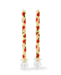 Mackenzie-Childs Poinsettia Dinner Candles, Set of 2