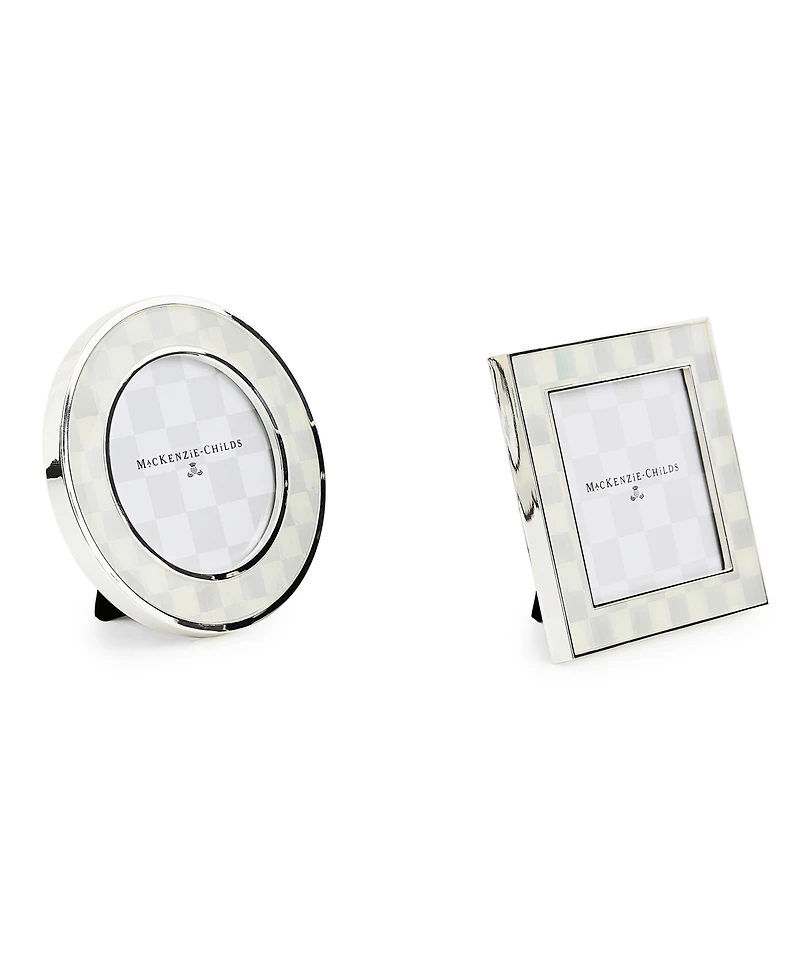 MacKenzie-Childs Sterling Check Silver Plated Frames, Set of 2
