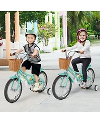 Akiudex Kids Bike with Training Wheels, Basket and Bell for Ages 4-8, 16 or 18 Inch