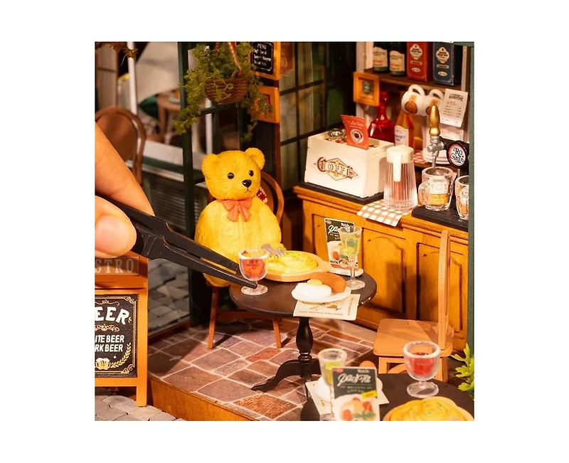 Robotime 3D Puzzles Miniature House Kit Tipsy Restaurant Diy Birthday Gifts Valentine's Day Birthday Gifts, Multicolored, 2.72"2.72"5.71"