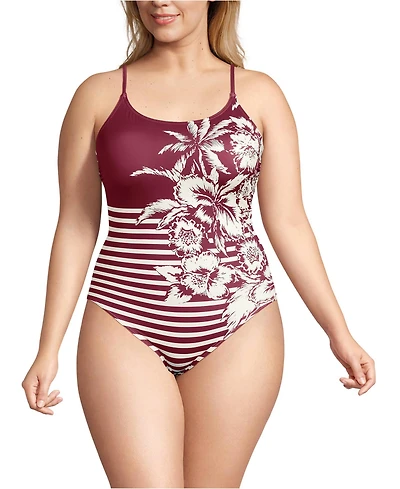 Lands' End Women's Plus Tugless Thin Strap One Piece Swimsuit
