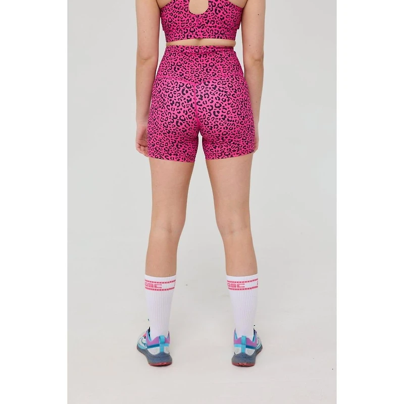 Oosc Women's Infinite High Waisted Shorts - Pink Leopard