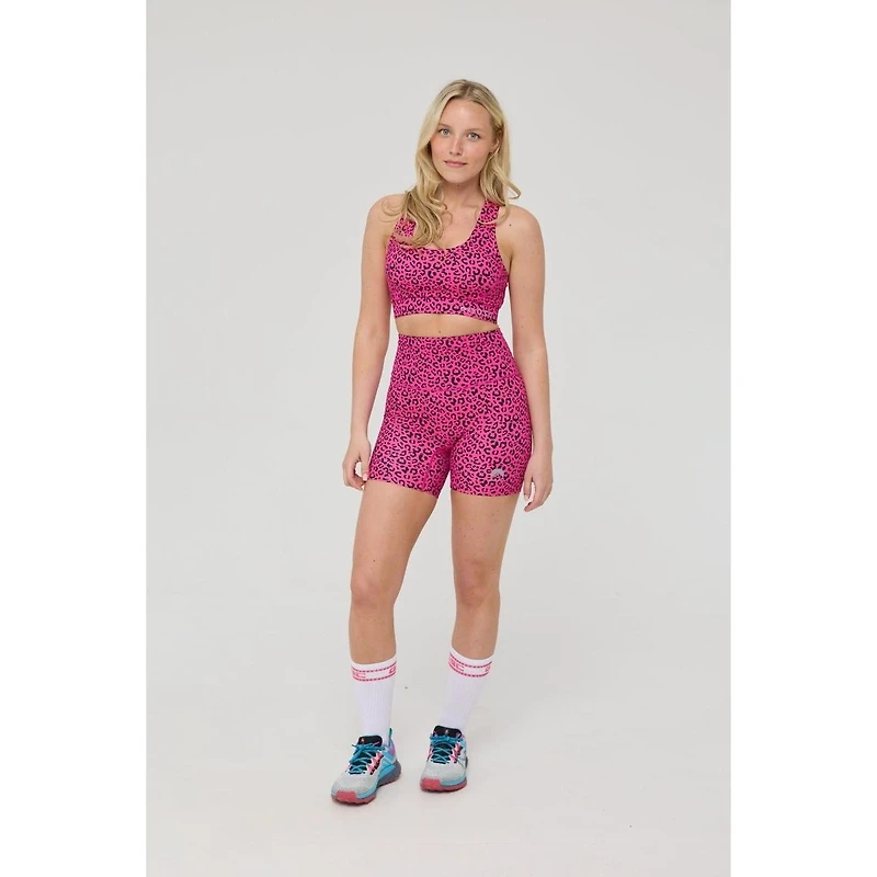 Oosc Women's High Support Elite Crossback Sports Bra - Pink Leopard