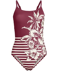 Lands' End Women's Petite Tugless Thin Strap One Piece Swimsuit