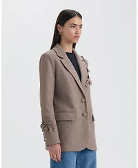 Nvlt Women's Blazer with 3D Flowers and Embroidery