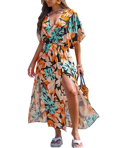 Cupshe Women's Coral Island Tropical Maxi Beach Dress