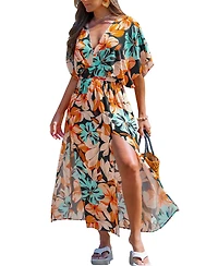 Cupshe Women's Coral Island Tropical Maxi Beach Dress