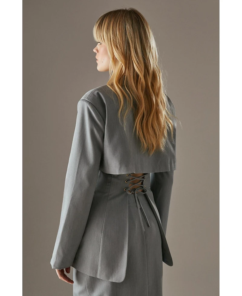 Warehouse Women's Deconstructed Lace Up Blazer