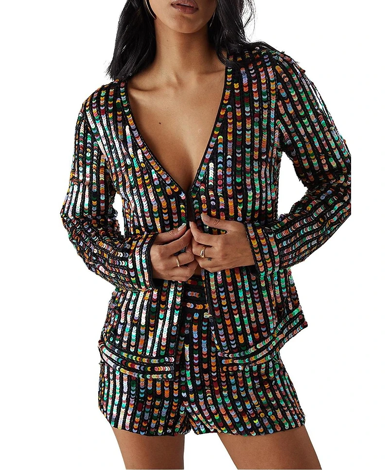 Warehouse Women's Premium Hand Embellished Sequin Jacket