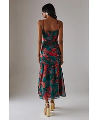 Warehouse Women's Chiffon Gathered Channel Midi Dress