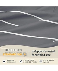 4PC Striped Silky Soft Cooling Deep Pocket Performance Sheet Set - Striped