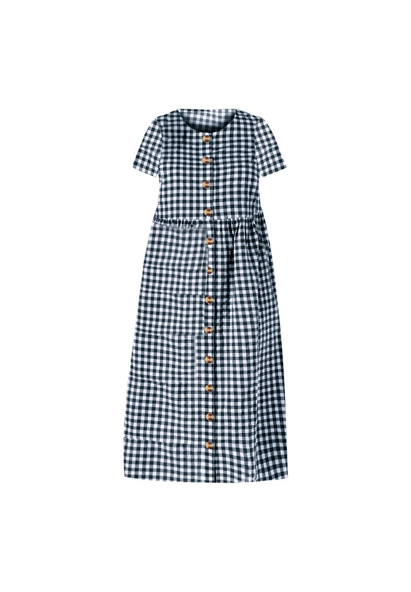 Woman Within Women's Plus Short-Sleeve Seersucker Dress