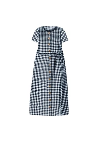 Woman Within Women's Plus Short-Sleeve Seersucker Dress