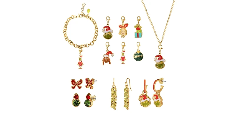 Dr. Seuss Grinch Jewelry Advent Gift Set: Necklace, Bracelet & Charms Mix & Match Christmas Calendar Box Collection