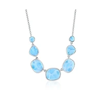 Caribbean Treasures Sterling Silver, Multi-Irregular Shaped Larimar Necklace