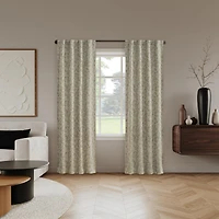 Sun Zero Elmira Foliage Woven Jacquard 100% Blackout Back Tab Curtain Panel Pair