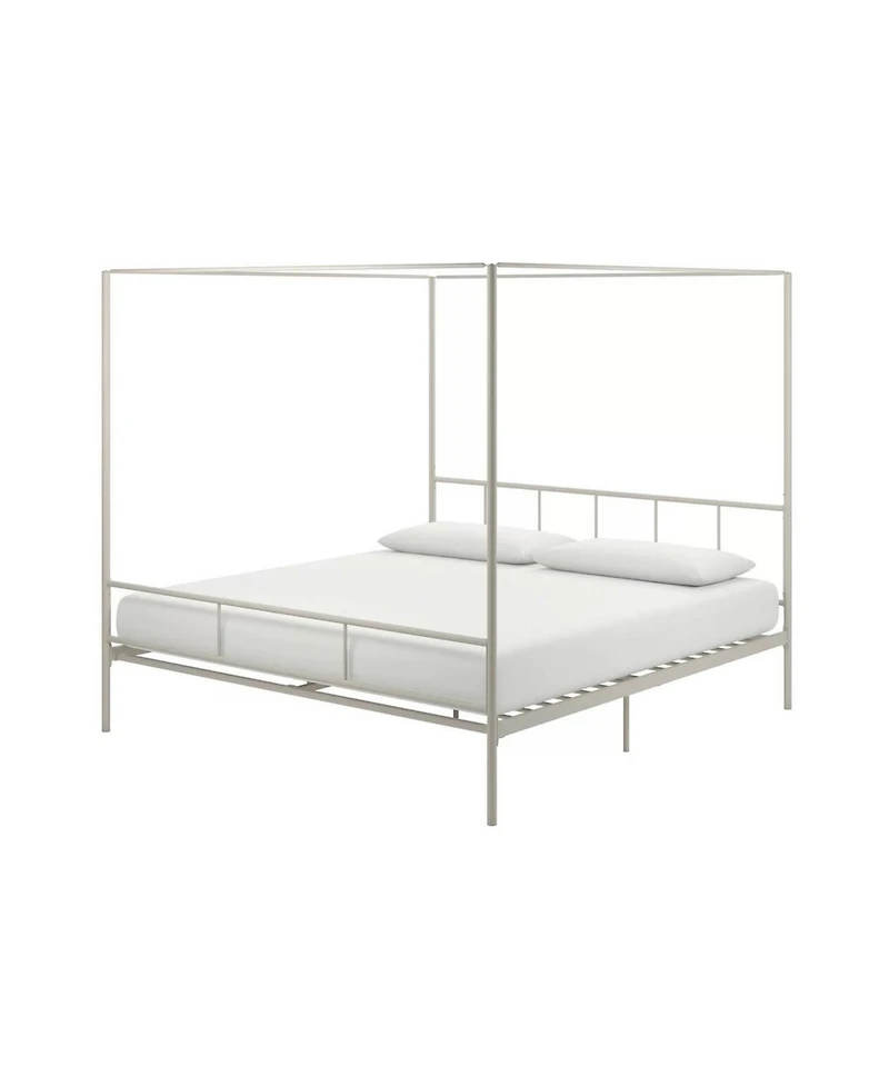 Slickblue Modern Metal Canopy Bed Frame with Headboard and Footboard for Stylish Bedrooms
