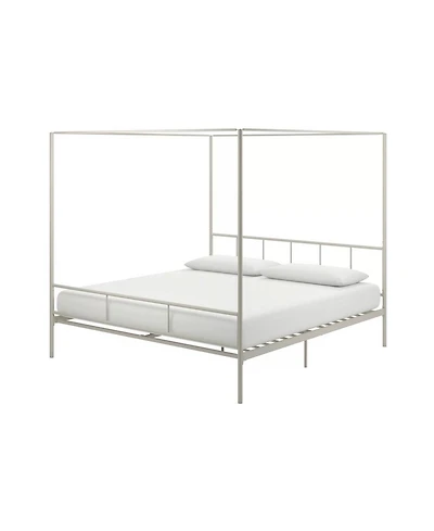 Slickblue Modern Metal Canopy Bed Frame with Headboard and Footboard for Stylish Bedrooms
