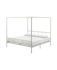 Slickblue Modern Metal Canopy Bed Frame with Headboard and Footboard for Stylish Bedrooms