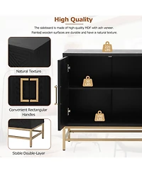 Retro Style Sideboard with Adjustable Shelves, Rectangular Metal Handles and Legs for Kitchen, Living room, Dining Room