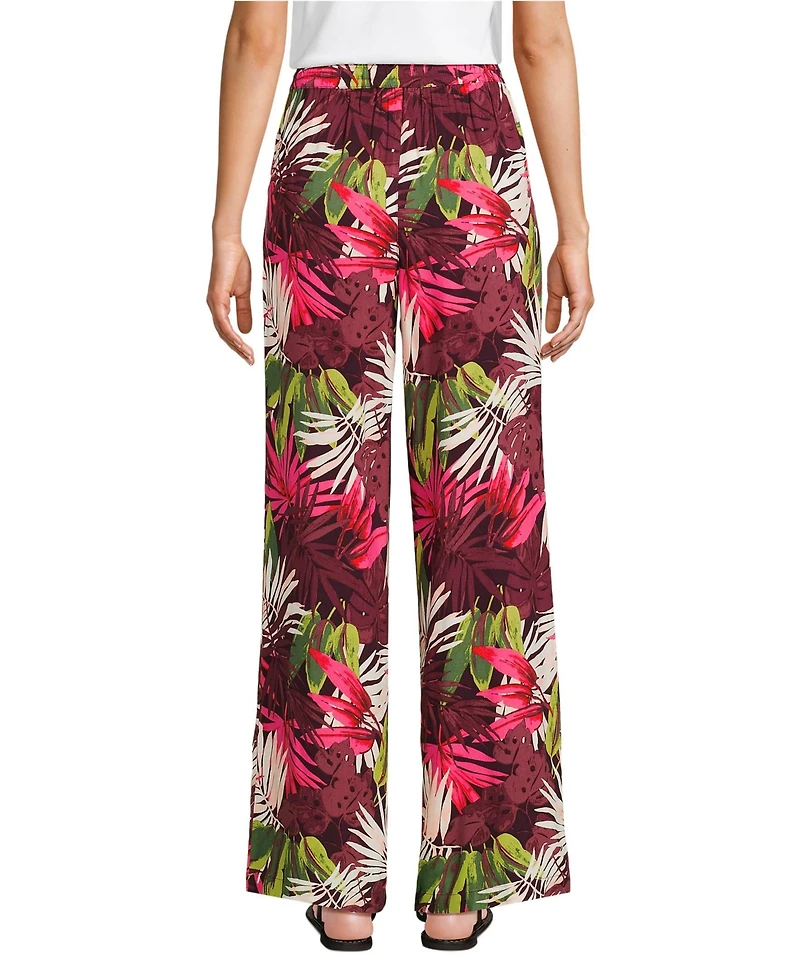 Lands' End Women's Petite Rayon High Rise Wide Leg Pants - Set Bottom
