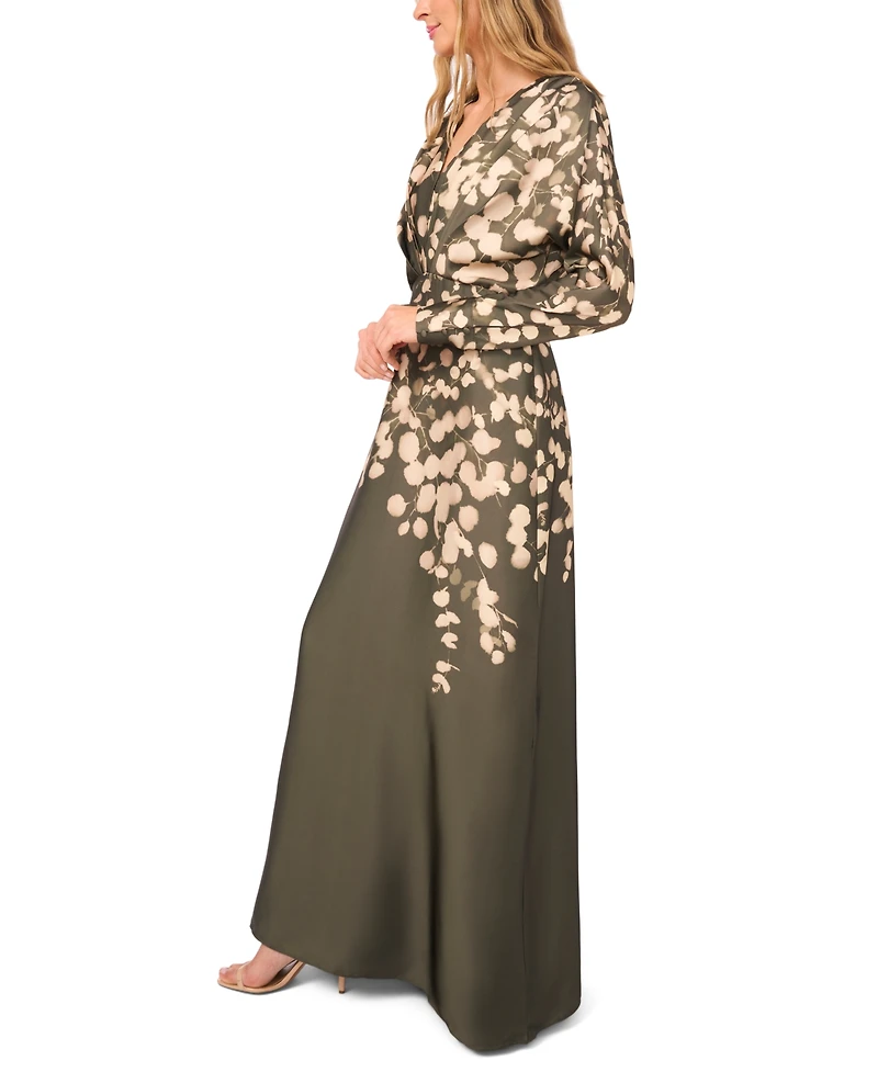 Parker Women's Pleated Wrap Dolman Sleeve Maxi Dress