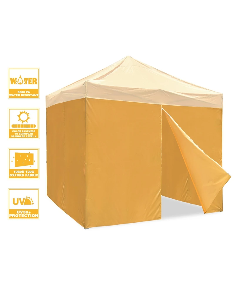 InstaHibit Set of 4 Sidewall Fits 10x10ft Canopy Tent with Zipper UV30+ Outdoor Party Yellow